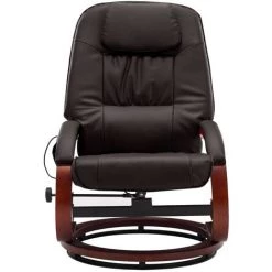 Topdeal Fauteuil De Massage Avec Repose-pied Marron Similicuir -Pas Cher Fauteuil Magasin 52086462 5