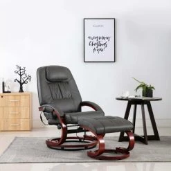 Topdeal Fauteuil De Massage Avec Repose-pied Gris Similicuir