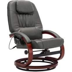 Topdeal Fauteuil De Massage Avec Repose-pied Gris Similicuir -Pas Cher Fauteuil Magasin 52086466 4