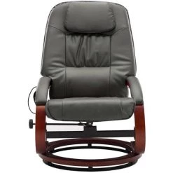 Topdeal Fauteuil De Massage Avec Repose-pied Gris Similicuir -Pas Cher Fauteuil Magasin 52086466 5