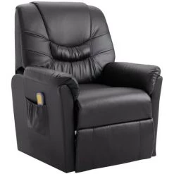 Topdeal Fauteuil Inclinable De Massage Gris Similicuir