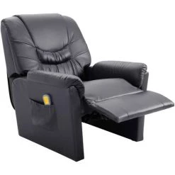 Topdeal Fauteuil Inclinable De Massage Gris Similicuir -Pas Cher Fauteuil Magasin 52086489 5