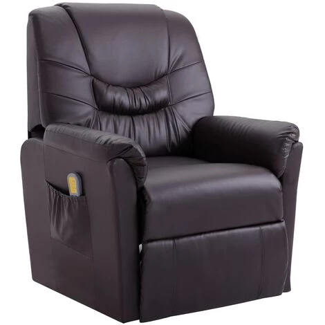 Topdeal Fauteuil Inclinable De Massage Marron Similicuir 3 Topdeal Fauteuil Inclinable De Massage Marron Similicuir
