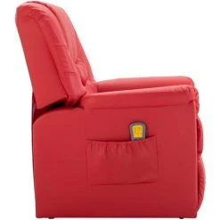 Topdeal Fauteuil De Massage Rouge Similicuir -Pas Cher Fauteuil Magasin 52086502 3