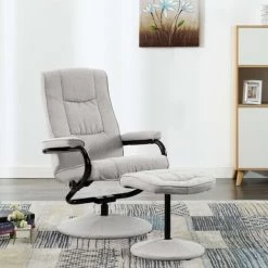 Topdeal Fauteuil Inclinable Avec Repose-pied Gris Clair Tissu