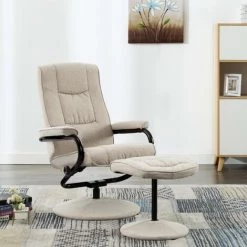 Topdeal Fauteuil Inclinable Avec Repose-pied Crème Tissu