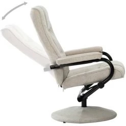 Topdeal Fauteuil Inclinable Avec Repose-pied Crème Tissu 11 Topdeal Fauteuil Inclinable Avec Repose-pied Crème Tissu -Pas Cher Fauteuil Magasin 52086540 5