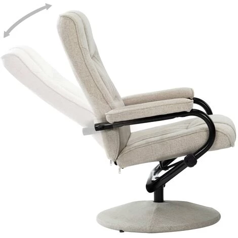 Topdeal Fauteuil Inclinable Avec Repose-pied Crème Tissu 7 Topdeal Fauteuil Inclinable Avec Repose-pied Crème Tissu – Image 5