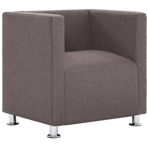 Topdeal Fauteuil Cube Taupe Tissu 4 Topdeal Fauteuil Cube Taupe Tissu – Image 2