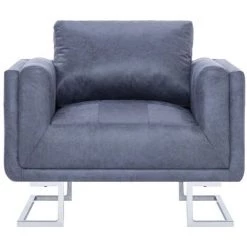 Topdeal Fauteuil Cube Gris Similicuir Daim -Pas Cher Fauteuil Magasin 52088969 4