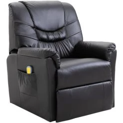 Topdeal Fauteuil De Massage Noir Similicuir