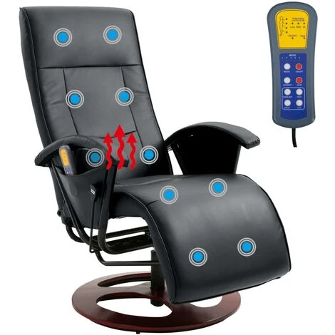 Topdeal Fauteuil De Massage Noir Similicuir 5 Topdeal Fauteuil De Massage Noir Similicuir – Image 3