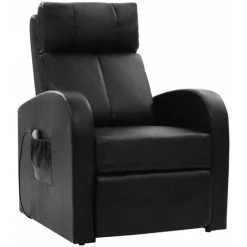 Topdeal Fauteuil De Massage Noir Similicuir