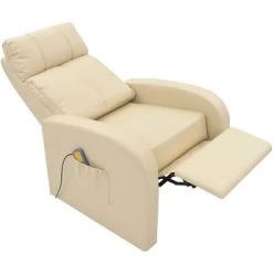 Topdeal Fauteuil De Massage Crème Similicuir -Pas Cher Fauteuil Magasin 52091959 3