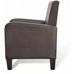 Topdeal Fauteuil Marron Similicuir VDFF08544_FR -Pas Cher Fauteuil Magasin 52094430 4