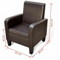 Topdeal Fauteuil Marron Similicuir VDFF08544_FR -Pas Cher Fauteuil Magasin 52094430 5
