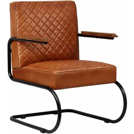 Topdeal Fauteuil Marron Clair Cuir Véritable VDFF11181_FR 3 Topdeal Fauteuil Marron Clair Cuir Véritable VDFF11181_FR