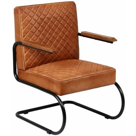 Topdeal Fauteuil Marron Clair Cuir Véritable VDFF11181_FR 6 Topdeal Fauteuil Marron Clair Cuir Véritable VDFF11181_FR – Image 4