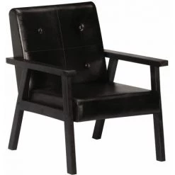 Topdeal Fauteuil Noir Cuir Véritable VDFF13496_FR