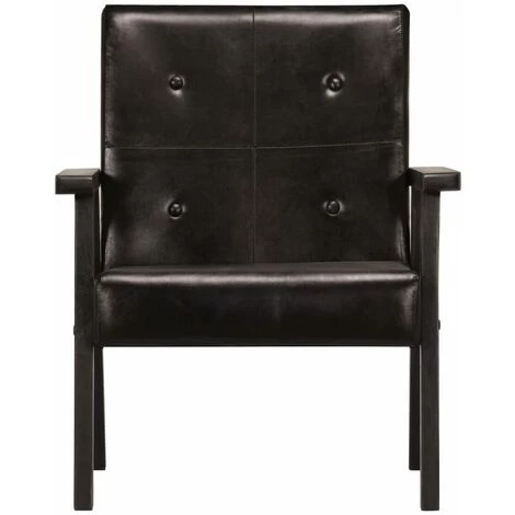 Topdeal Fauteuil Noir Cuir Véritable VDFF13496_FR 5 Topdeal Fauteuil Noir Cuir Véritable VDFF13496_FR – Image 3