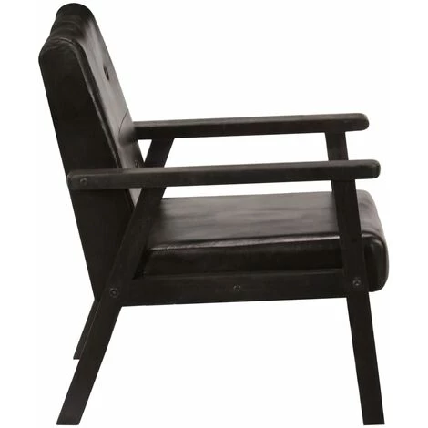 Topdeal Fauteuil Noir Cuir Véritable VDFF13496_FR 7 Topdeal Fauteuil Noir Cuir Véritable VDFF13496_FR – Image 5