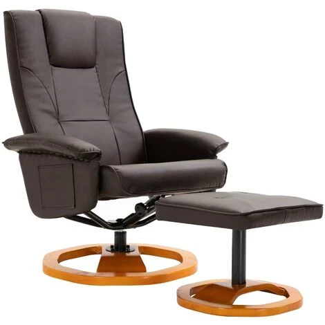 Topdeal Fauteuil TV Pivotant Avec Repose-pied Marron Similicuir VDFF14064_FR 4 Topdeal Fauteuil TV Pivotant Avec Repose-pied Marron Similicuir VDFF14064_FR – Image 2