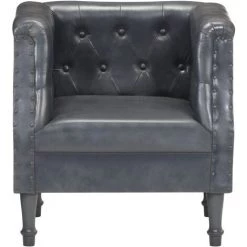 Topdeal Fauteuil Gris Cuir Véritable FF286591_FR -Pas Cher Fauteuil Magasin 52096002 4