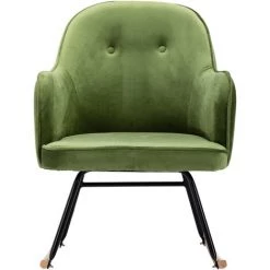 Topdeal Chaise à Bascule Vert Clair Velours FF289521_FR -Pas Cher Fauteuil Magasin 52096558 4