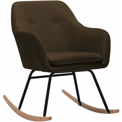 Topdeal Chaise à Bascule Marron Tissu FF289530_FR 4 Topdeal Chaise à Bascule Marron Tissu FF289530_FR – Image 2