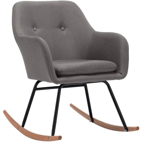 Topdeal Chaise à Bascule Gris Clair Tissu FF289527_FR 4 Topdeal Chaise à Bascule Gris Clair Tissu FF289527_FR – Image 2