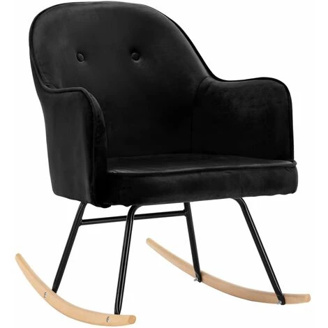 Topdeal Chaise à Bascule Noir Velours FF289524_FR 4 Topdeal Chaise à Bascule Noir Velours FF289524_FR – Image 2