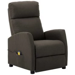 Topdeal Fauteuil De Massage Inclinable Taupe Tissu FF289714_FR