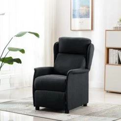 Topdeal Fauteuil Inclinable De Massage Gris Foncé Tissu FF289787_FR