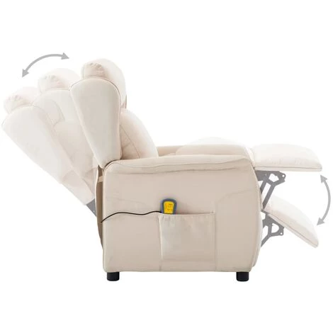 Topdeal Fauteuil Inclinable De Massage Crème Tissu FF289795_FR 6 Topdeal Fauteuil Inclinable De Massage Crème Tissu FF289795_FR â Image 4