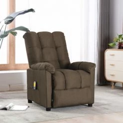 Topdeal Fauteuil Inclinable De Massage Marron Tissu FF289810_FR