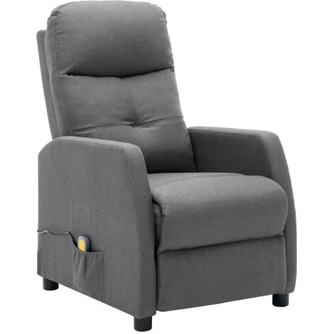 Topdeal Fauteuil Inclinable De Massage Gris Clair Tissu FF289826_FR 4 Topdeal Fauteuil Inclinable De Massage Gris Clair Tissu FF289826_FR – Image 2