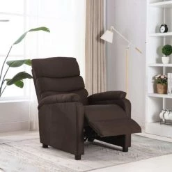 Topdeal Fauteuil Inclinable Marron Tissu FF321220_FR