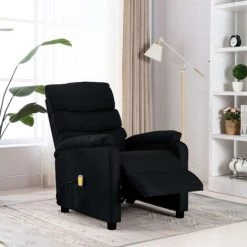Topdeal Fauteuil Inclinable De Massage Noir Tissu FF321228_FR