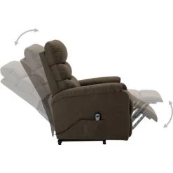 Topdeal Fauteuil Inclinable Marron Tissu FF321240_FR -Pas Cher Fauteuil Magasin 52101129 4