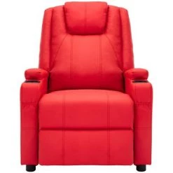 Topdeal Fauteuil Inclinable Rouge Similicuir FF321309_FR -Pas Cher Fauteuil Magasin 52101143 4