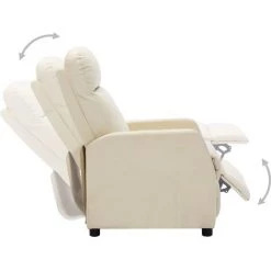 Topdeal Fauteuil Inclinable Blanc Similicuir FF321353_FR -Pas Cher Fauteuil Magasin 52101154 4