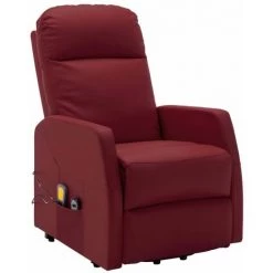 Topdeal Fauteuil Inclinable De Massage Rouge Bordeaux Similicuir FF321377_FR -Pas Cher Fauteuil Magasin 52101164 3