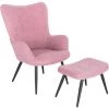 WOLTU Fauteuil Relaxation De Salon Avec Repose-Pieds. Ensemble De Chaise Et Tabouret. Rose -Pas Cher Fauteuil Magasin 52468348 1