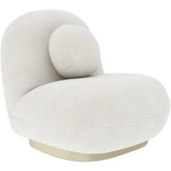 PRIVATEFLOOR Fauteuil Blanc En Tissu Bouclé - Larry Blanc - Bois, Boucle, Polyester - Blanc