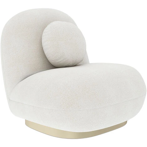 PRIVATEFLOOR Fauteuil Blanc En Tissu Bouclé - Larry Blanc - Bois, Boucle, Polyester - Blanc 3 PRIVATEFLOOR Fauteuil Blanc En Tissu Bouclé - Larry Blanc - Bois, Boucle, Polyester - Blanc
