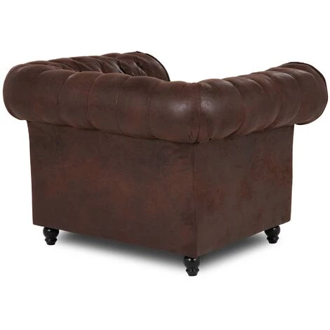 DECO IN PARIS Fauteuil Chesterfield En Tissu Microfibre Vintage Marron - WILSTON - Marron 5 DECO IN PARIS Fauteuil Chesterfield En Tissu Microfibre Vintage Marron - WILSTON - Marron – Image 3