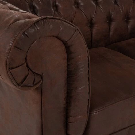 DECO IN PARIS Fauteuil Chesterfield En Tissu Microfibre Vintage Marron - WILSTON - Marron 6 DECO IN PARIS Fauteuil Chesterfield En Tissu Microfibre Vintage Marron - WILSTON - Marron – Image 4