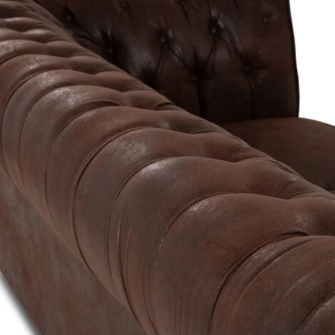 DECO IN PARIS Fauteuil Chesterfield En Tissu Microfibre Vintage Marron - WILSTON - Marron 7 DECO IN PARIS Fauteuil Chesterfield En Tissu Microfibre Vintage Marron - WILSTON - Marron – Image 5