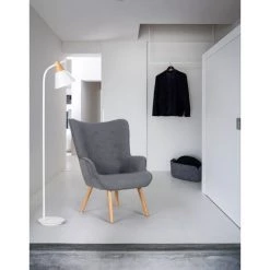 HERDASA Fauteuil En Tissu Gris Avec Les Pieds En Bois Naturel, Modèle Sérénité 8 HERDASA Fauteuil En Tissu Gris Avec Les Pieds En Bois Naturel, Modèle Sérénité -Pas Cher Fauteuil Magasin 52557388 2