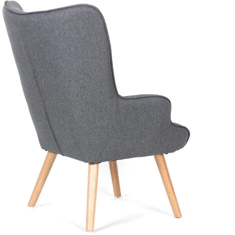 HERDASA Fauteuil En Tissu Gris Avec Les Pieds En Bois Naturel, Modèle Sérénité 5 HERDASA Fauteuil En Tissu Gris Avec Les Pieds En Bois Naturel, Modèle Sérénité – Image 3